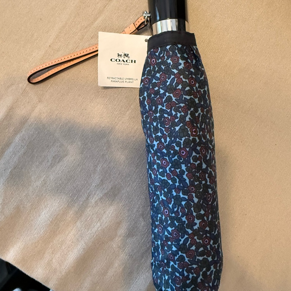 Coach Black and Brown Floral Umbrella